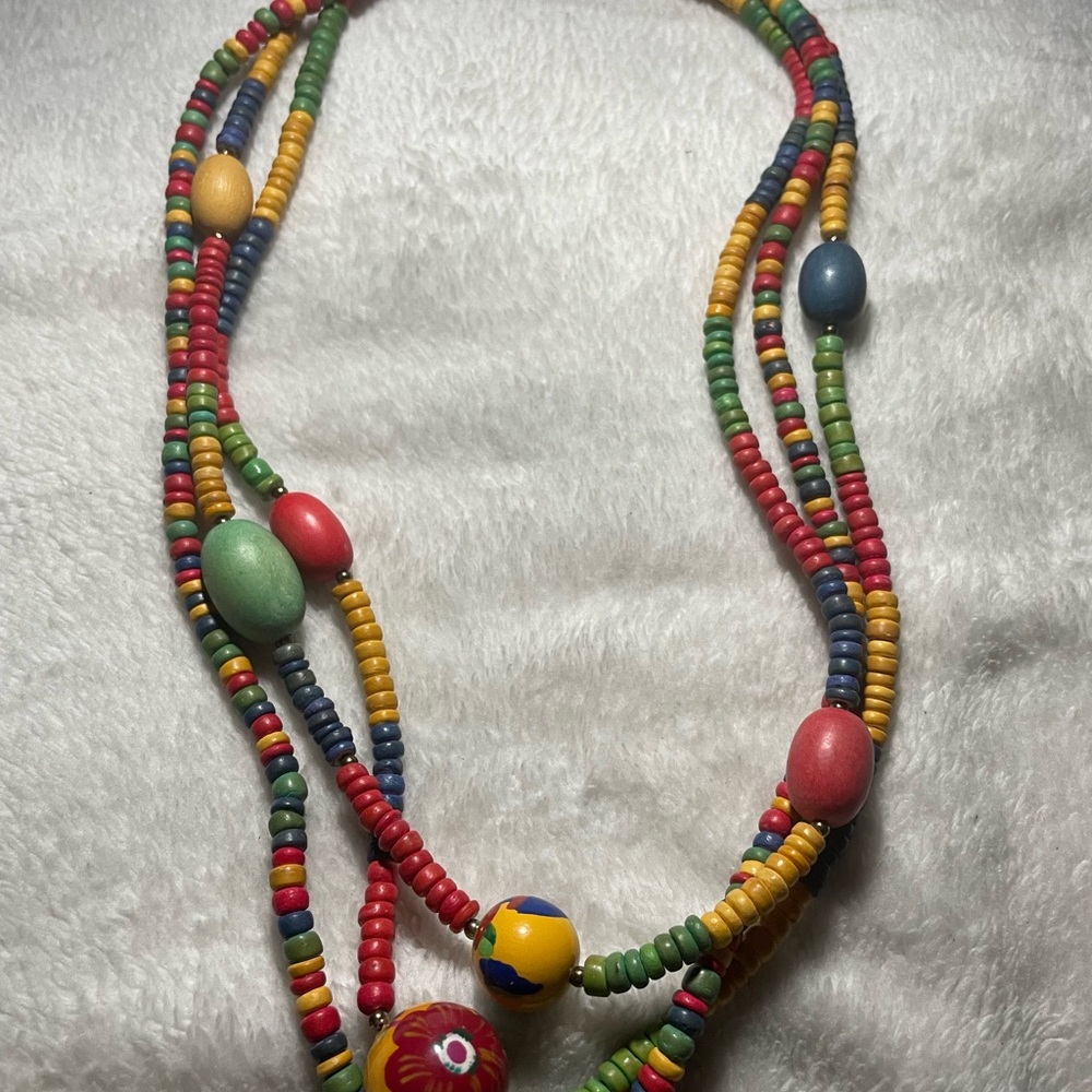 Multicolor Wood Beaded Layered Necklace - Women Jewelry
